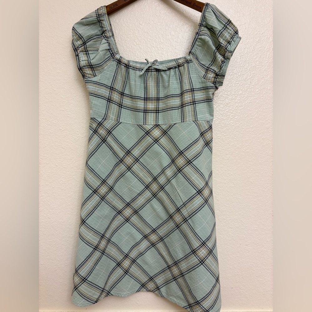 GAP Kids Plaid Dress in Green and Yellow